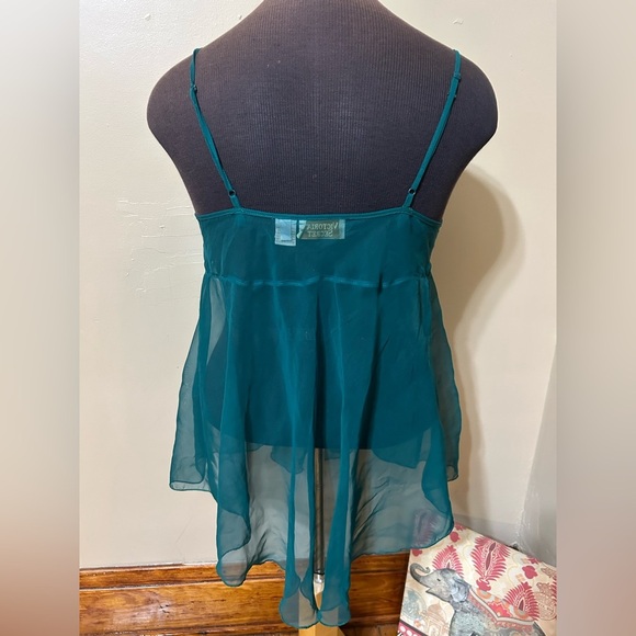 Vintage Victoria Secret Ultra Sheer Lace Babydoll Nightie Green Chiffon Medium - Picture 3 of 7
